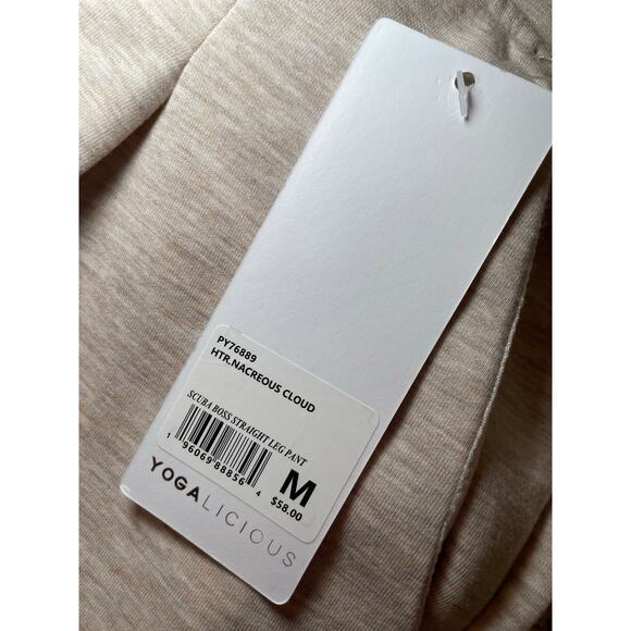 NWT Yogalicious Women Medium Pleat Front Scuba Pant Trouser Straight Leg Cream - Picture 15 of 16